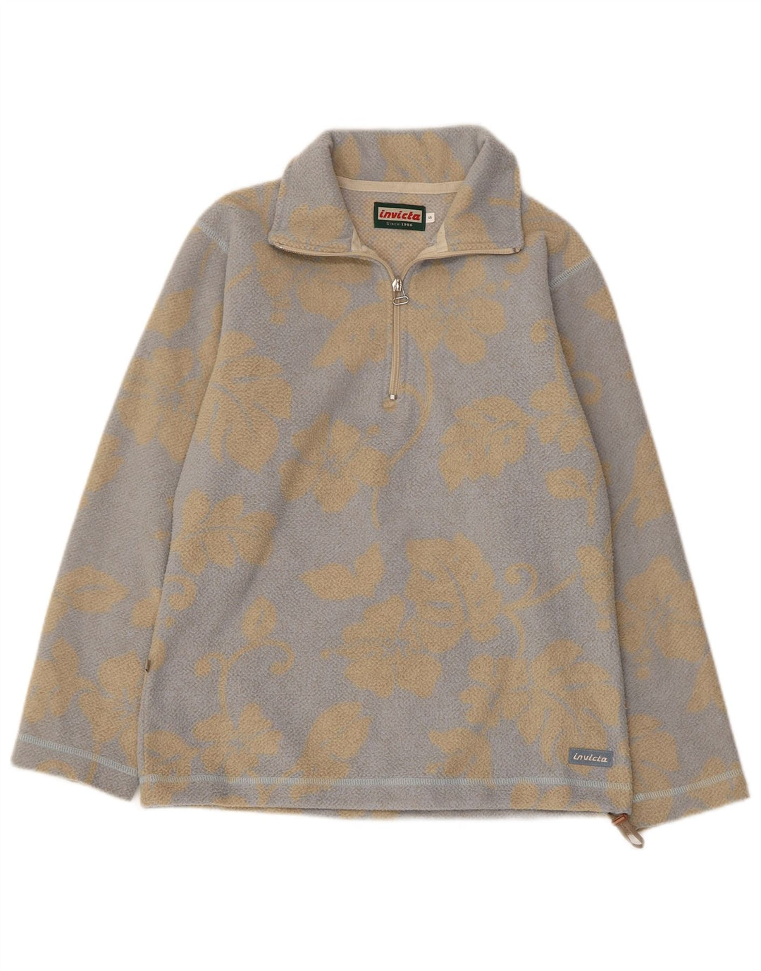 Suéter de lã masculino INVICTA com zíper e gola pequena em poliéster floral cinza