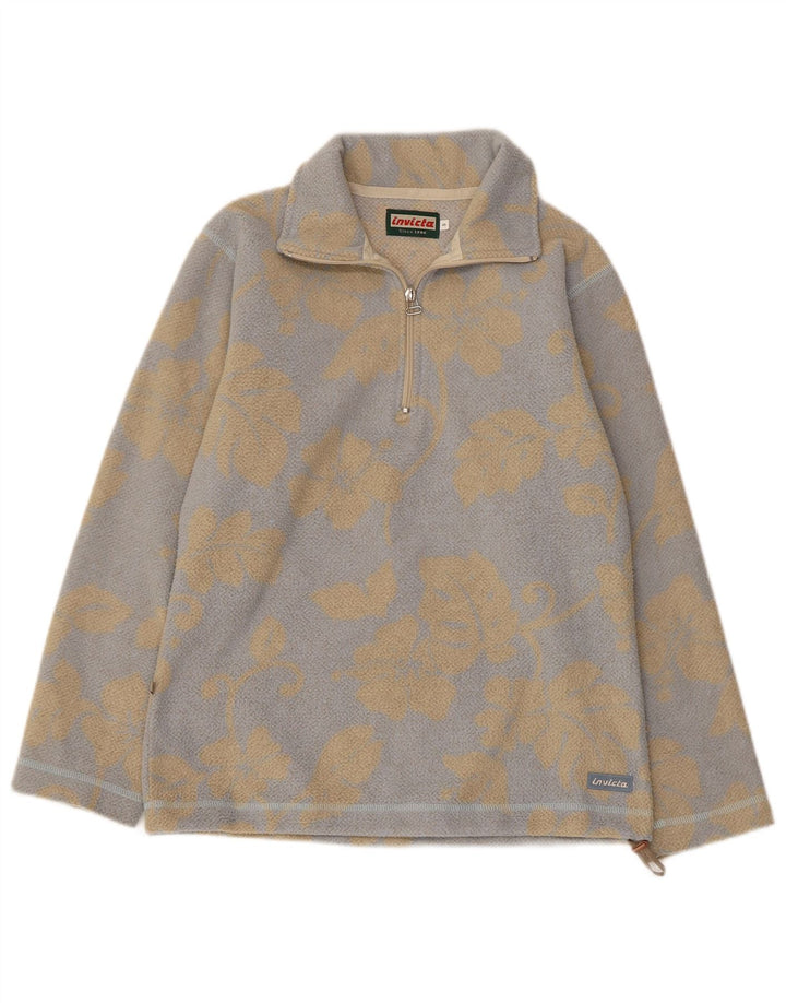 Suéter de lã masculino INVICTA com zíper e gola pequena em poliéster floral cinza