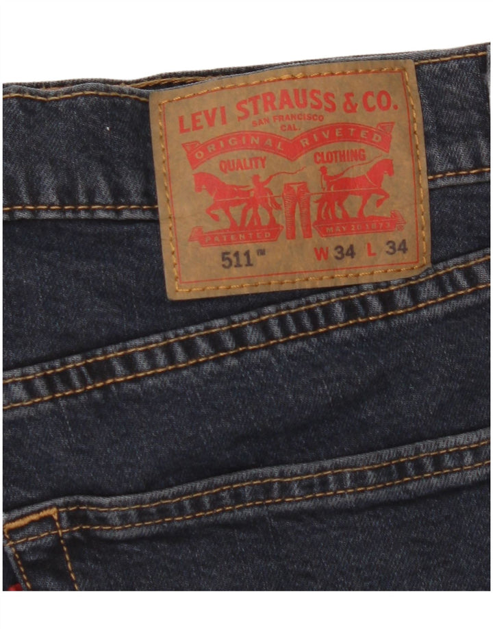 Levi's Masculino 511 Slim Jeans W34 L34 Azul Marinho Algodão