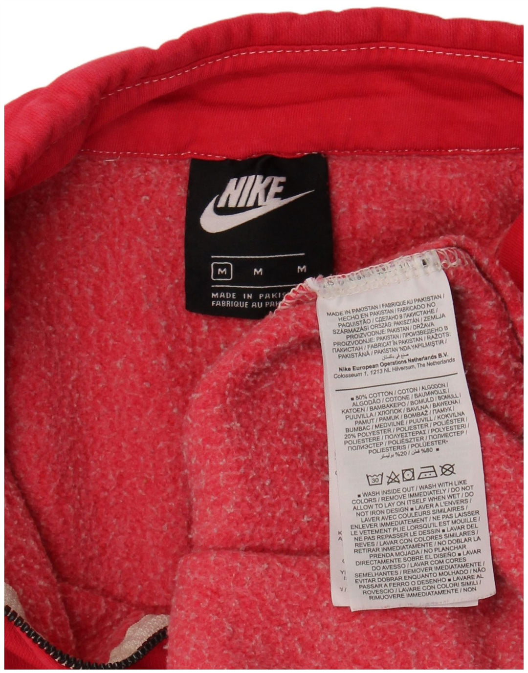 Moletom feminino Nike com zíper e gola alta, suéter UK 14, médio, rosa, algodão