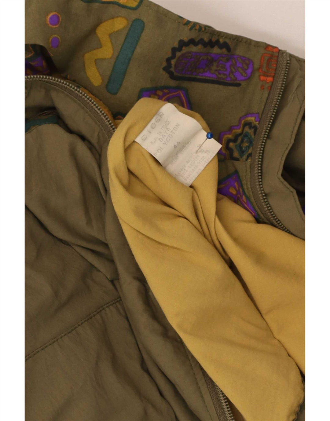 Cider Mens Utility Jacket EU 46 Pequeno Algodão Geométrico Cáqui