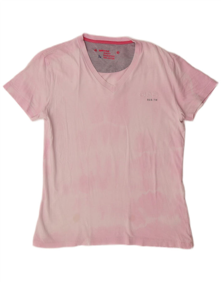 Camiseta masculina Gas UK 14 algodão tie-dye rosa médio