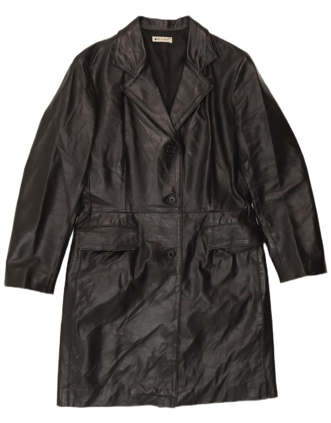 Casaco de couro feminino vintage IT 42 couro preto médio