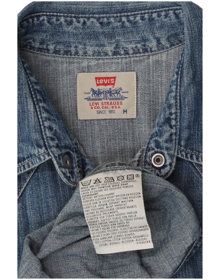 Camisa jeans masculina Levi's de algodão azul médio