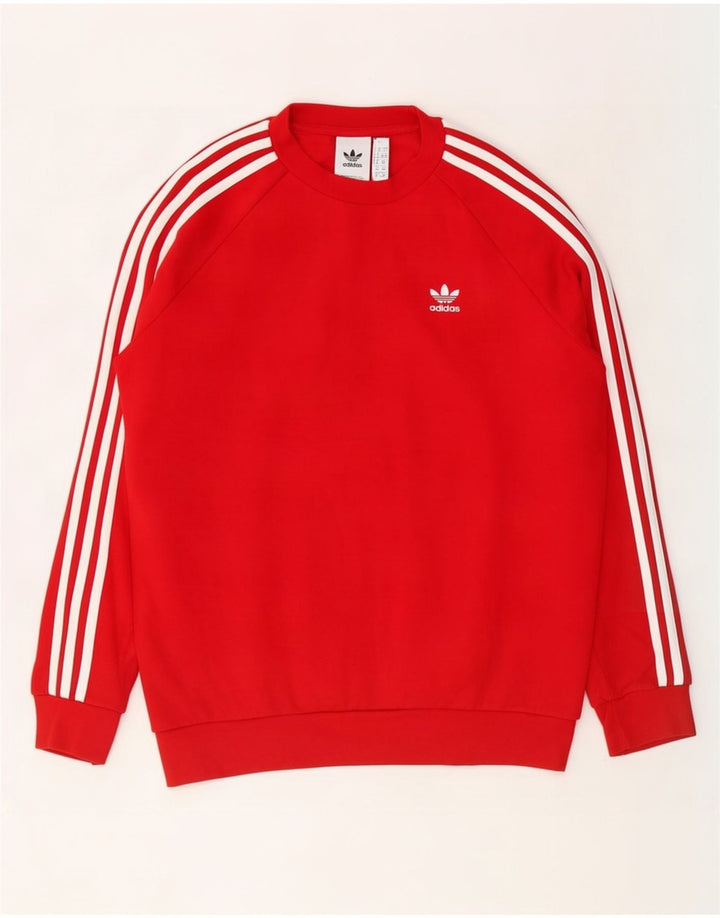 Adidas Mens Moletom Jumper Médio Algodão Vermelho