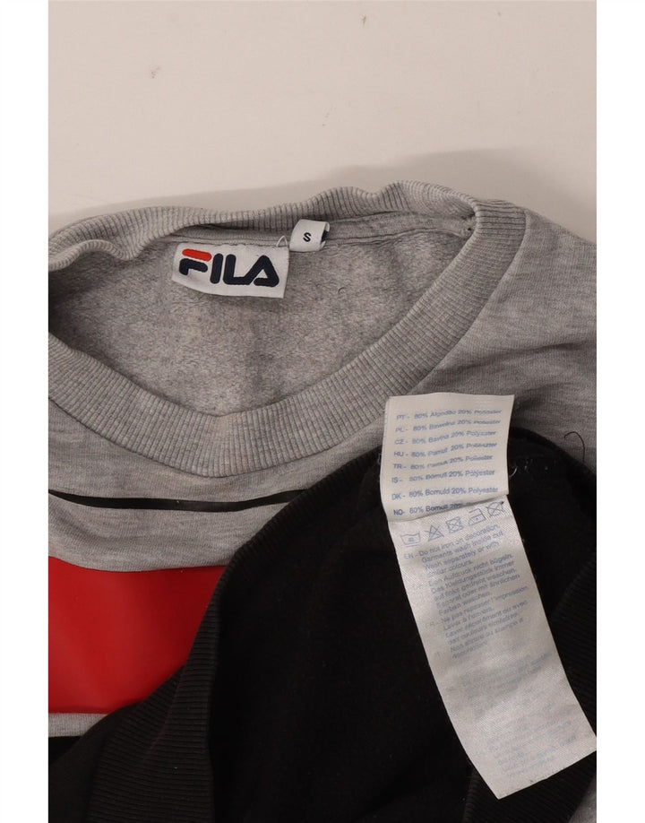 Fila moletom gráfico feminino jumper UK 10 pequeno bloco cinza
