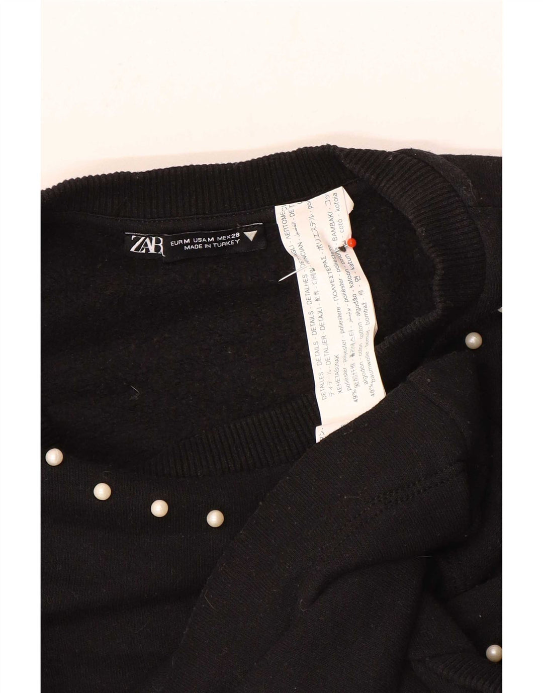 Zara moletom feminino jumper UK 12 poliéster preto médio