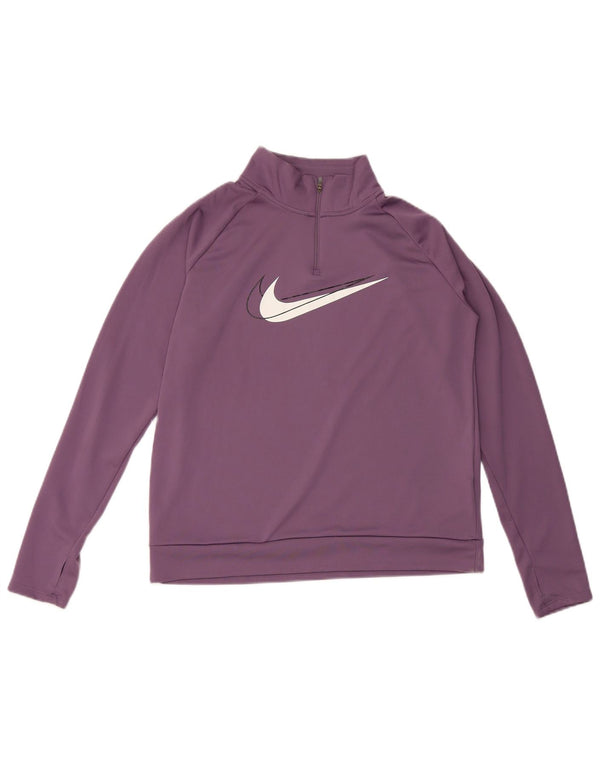 Nike Womens Dri Fit Graphic Pullover Treino Top Reino Unido 14 Médio Roxo