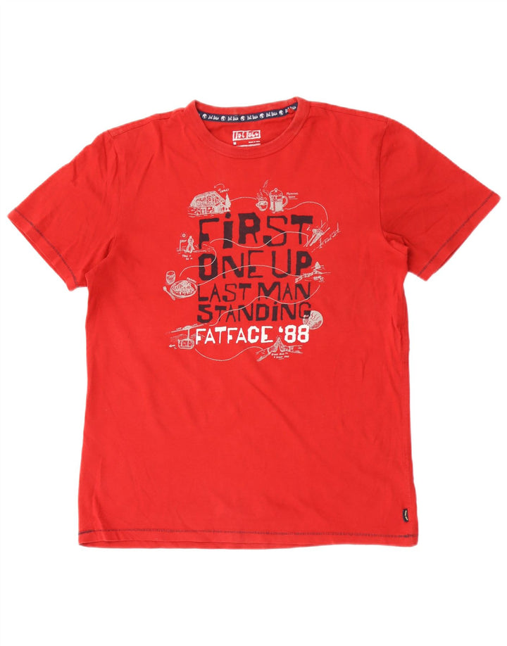 Camiseta gráfica masculina Fat Face Top médio algodão vermelho