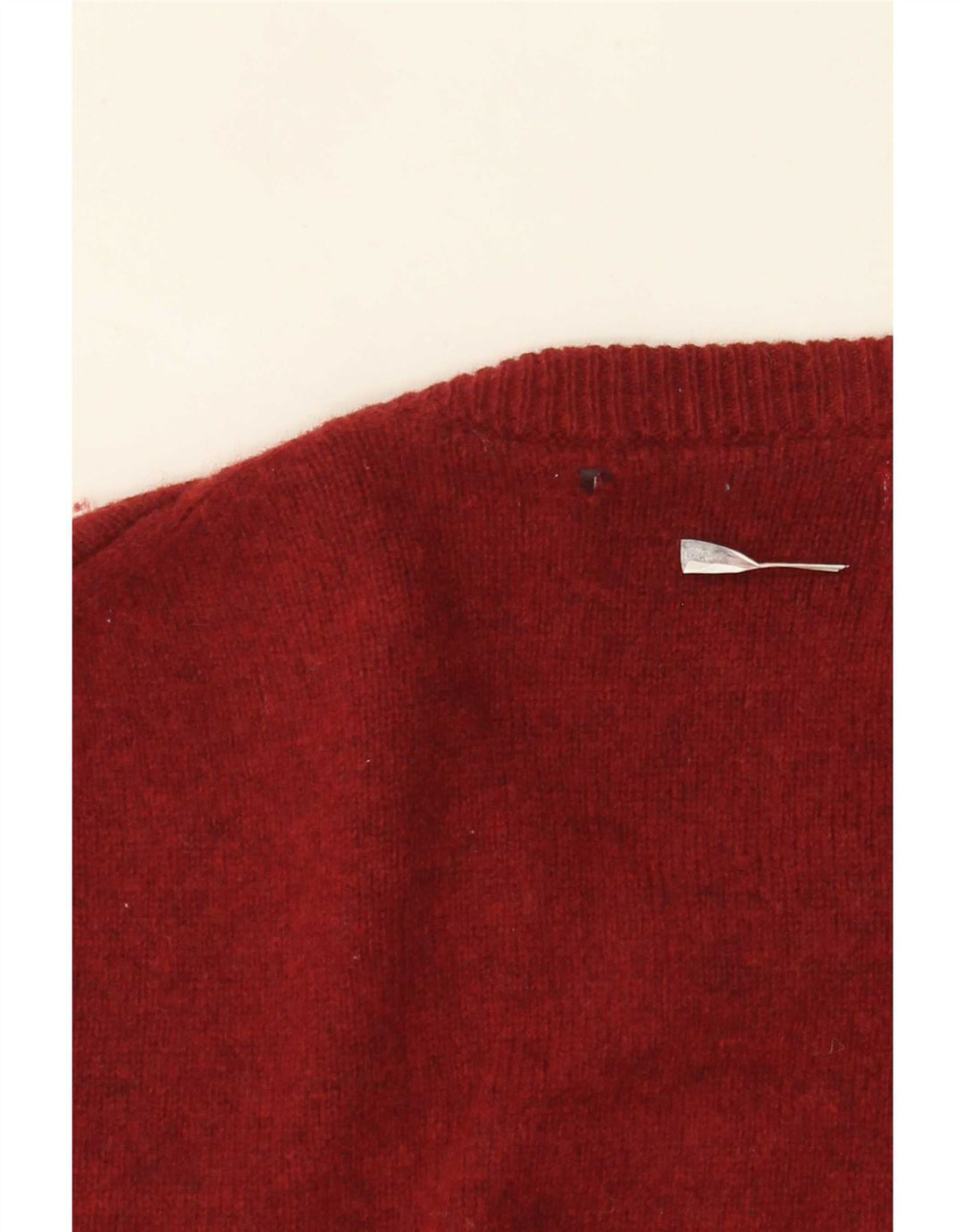 Suéter masculino Marks & Spencer com gola redonda, grande lã de cordeiro cor de vinho