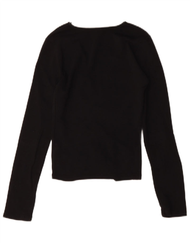 Zara Suéter feminino cropped com decote em V Reino Unido 8 pequeno preto