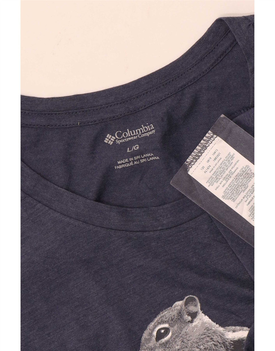 Camiseta feminina Columbia com estampa gráfica UK 16 grande poliéster azul marinho
