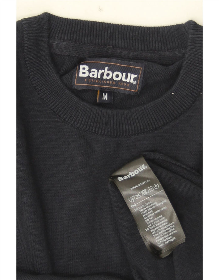 Suéter masculino Barbour com gola redonda, algodão azul marinho médio