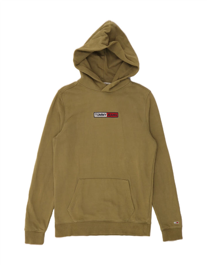 TOMMY HILFIGER Mens Graphic Hoodie Jumper Medium Green Cotton Vintage Tommy Hilfiger and Second-Hand Tommy Hilfiger from Messina Hembry 