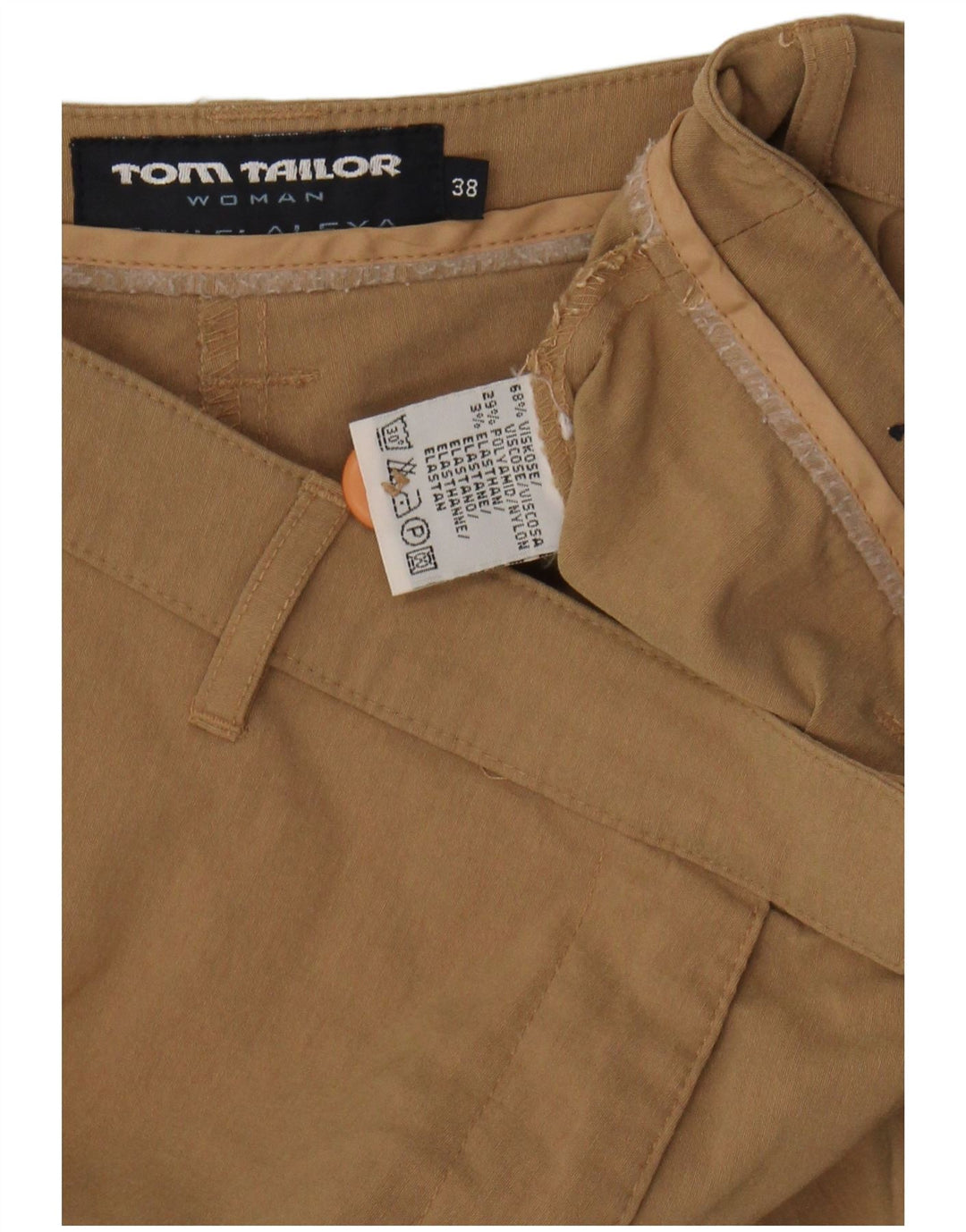 Calça casual feminina TOM TAILOR Bootcut UE 38 Médio W30 L30 Bege