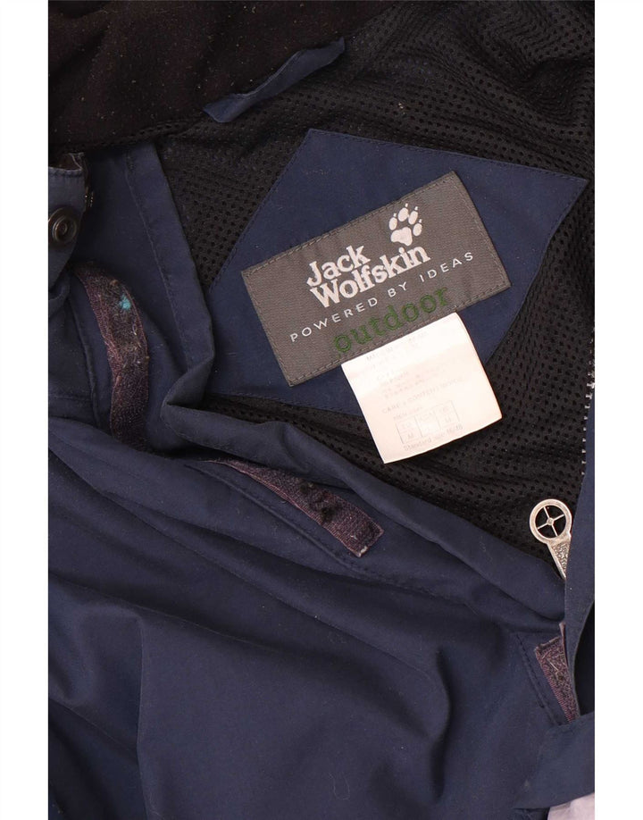 Jaqueta de chuva masculina com capuz Jack Wolfskin Reino Unido 38 bloco colorido médio azul marinho