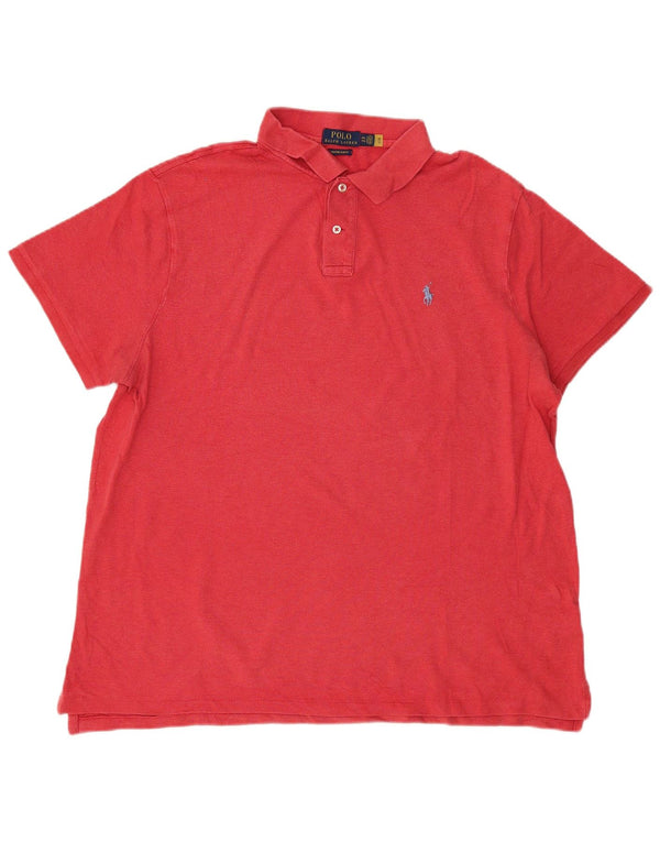 Camisa polo masculina polo Ralph Lauren personalizada slim fit 2XL algodão vermelho