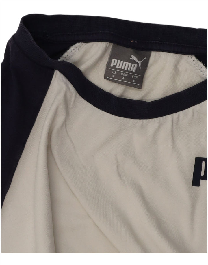Puma Mens T-Shirt Top Pequeno Algodão Colorblock Branco