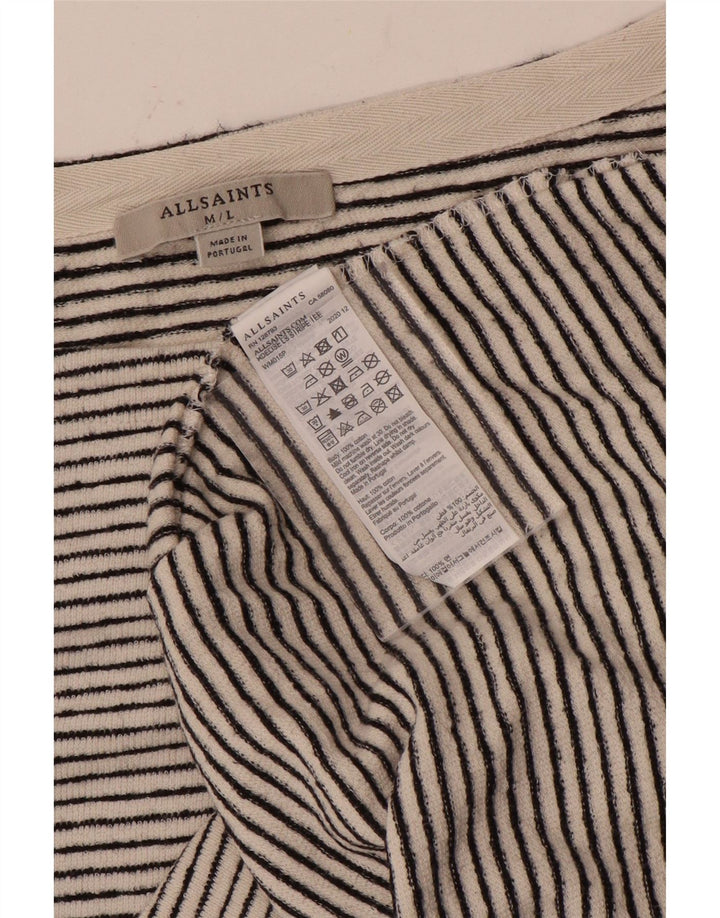 All Saints Crop Top Feminino Manga Longa Reino Unido 14 Médio Off White Listrado