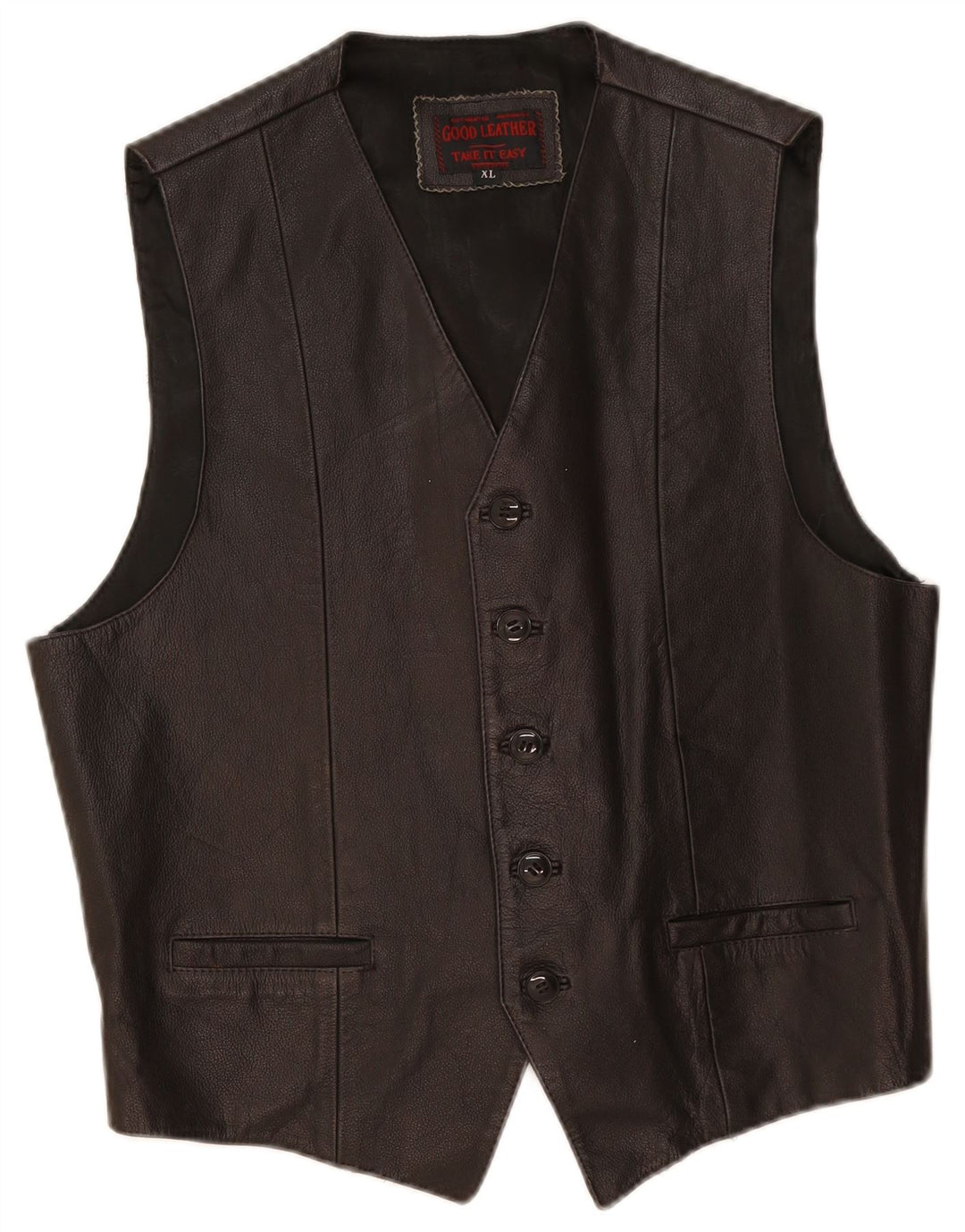 Colete de couro masculino vintage XL couro preto