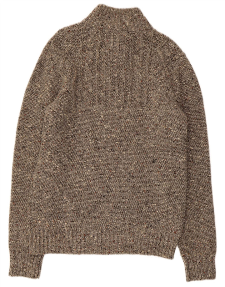 WHITE STUFF Suéter masculino com gola redonda e lã manchada cinza pequena