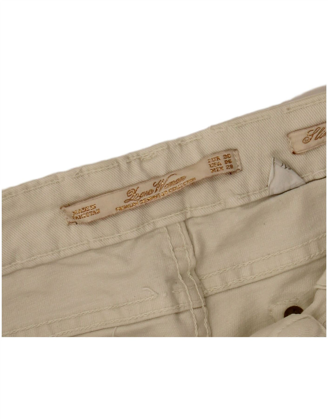 Calça feminina casual slim Zara UE 38 pequena W28 L26 branco