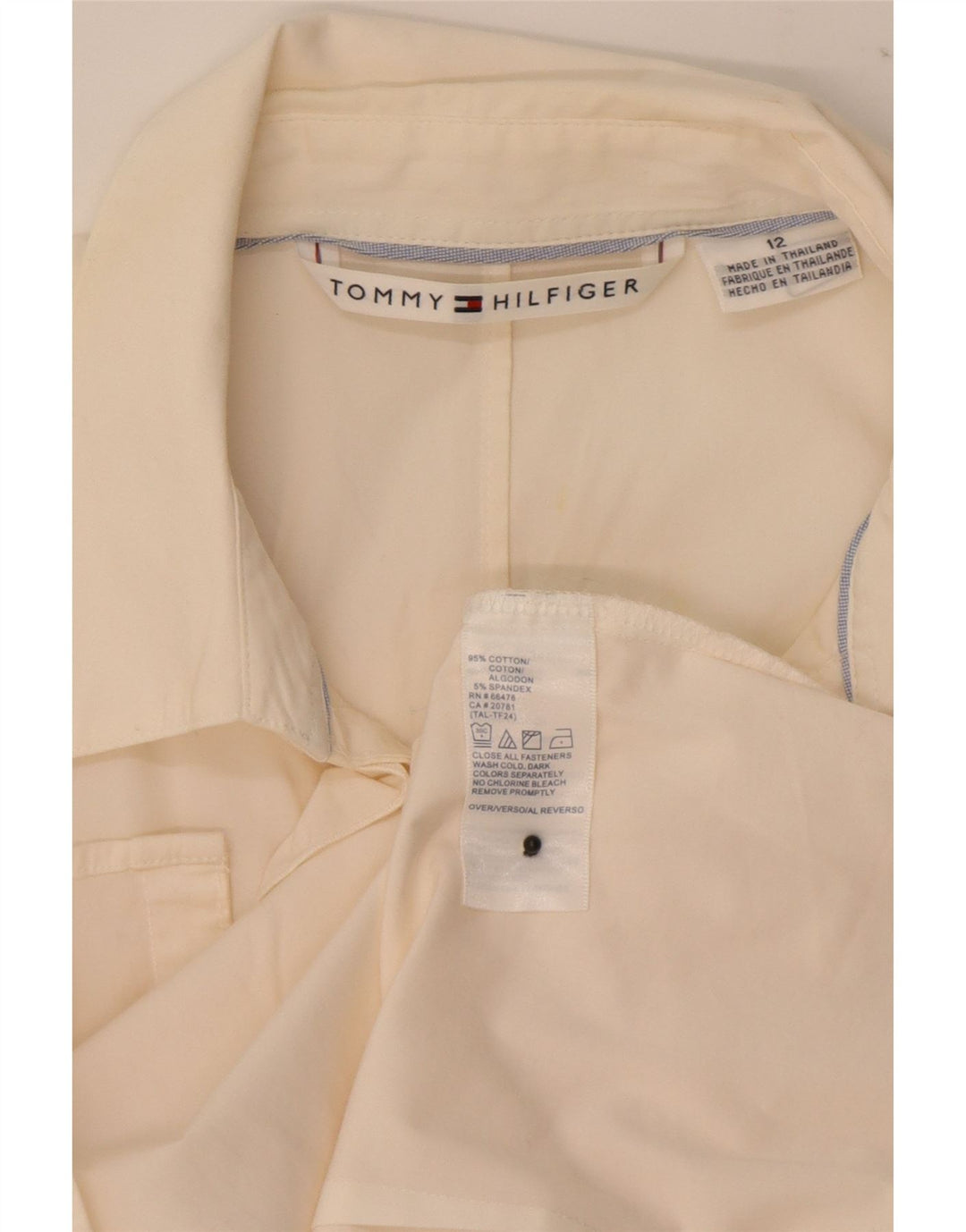 Camisa feminina Tommy Hilfiger com babados na frente US 12 grande algodão branco
