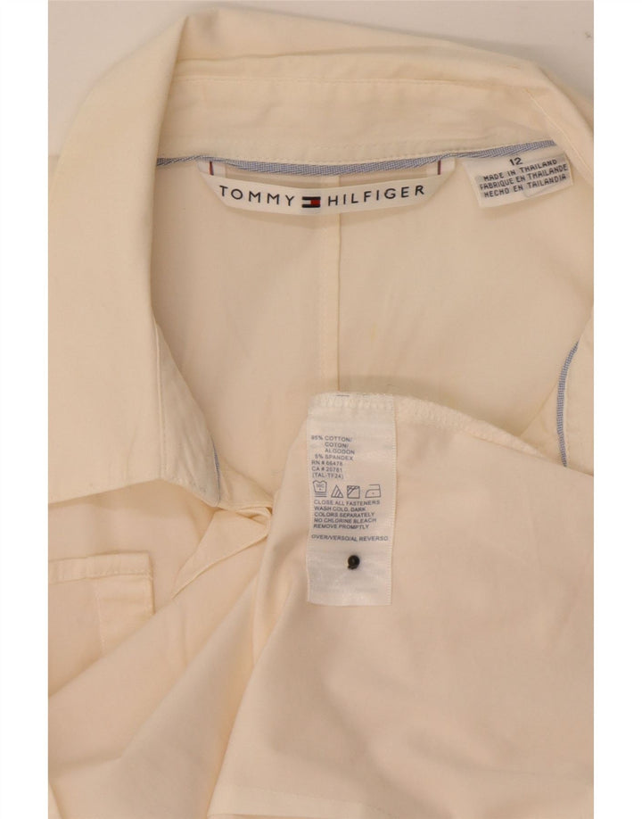 Camisa feminina Tommy Hilfiger com babados na frente US 12 grande algodão branco