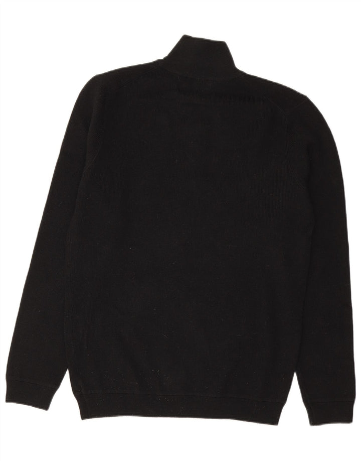 Suéter masculino Superdry com zíper e gola alta, lã Merino preta média