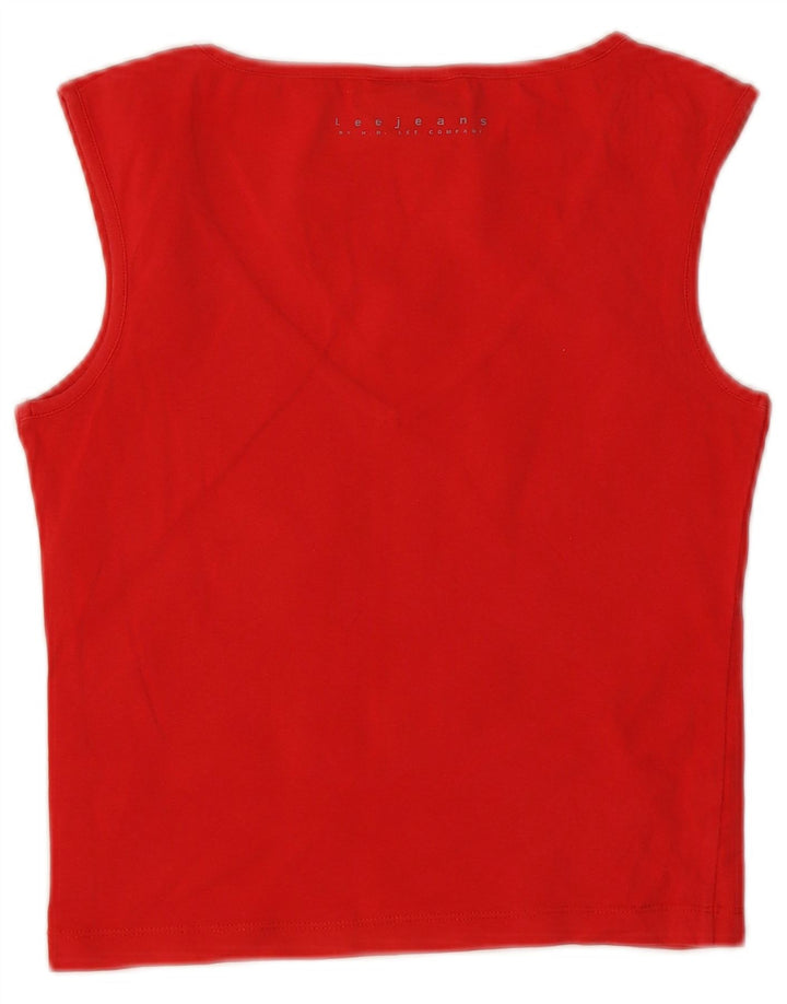 Lee Womens Crop Vest Top UK 14 Grande Algodão Vermelho