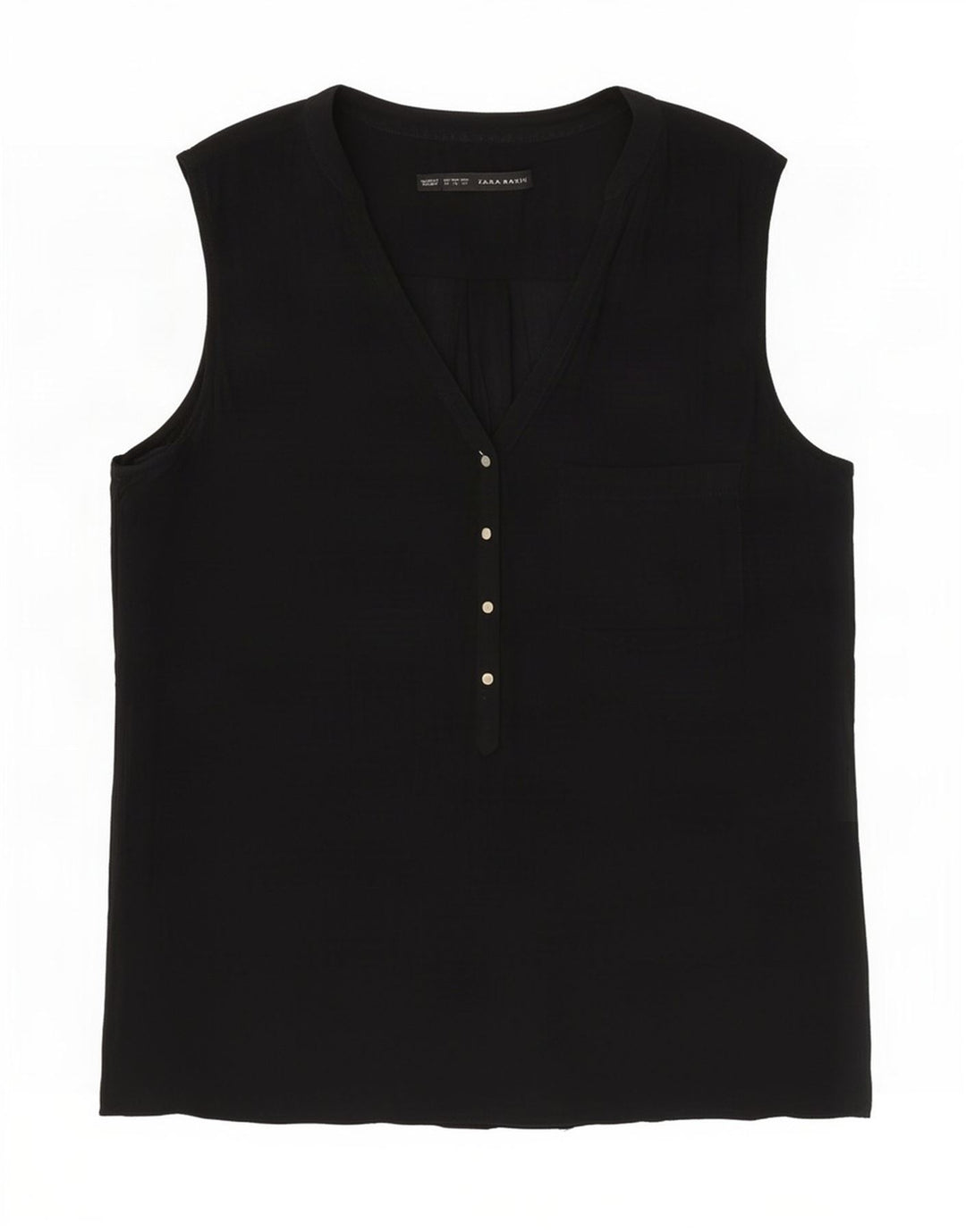 Blusa feminina sem mangas Zara Top UK 14 médio preto