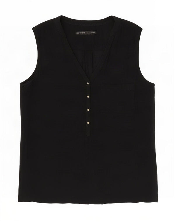 Blusa feminina sem mangas Zara Top UK 14 médio preto