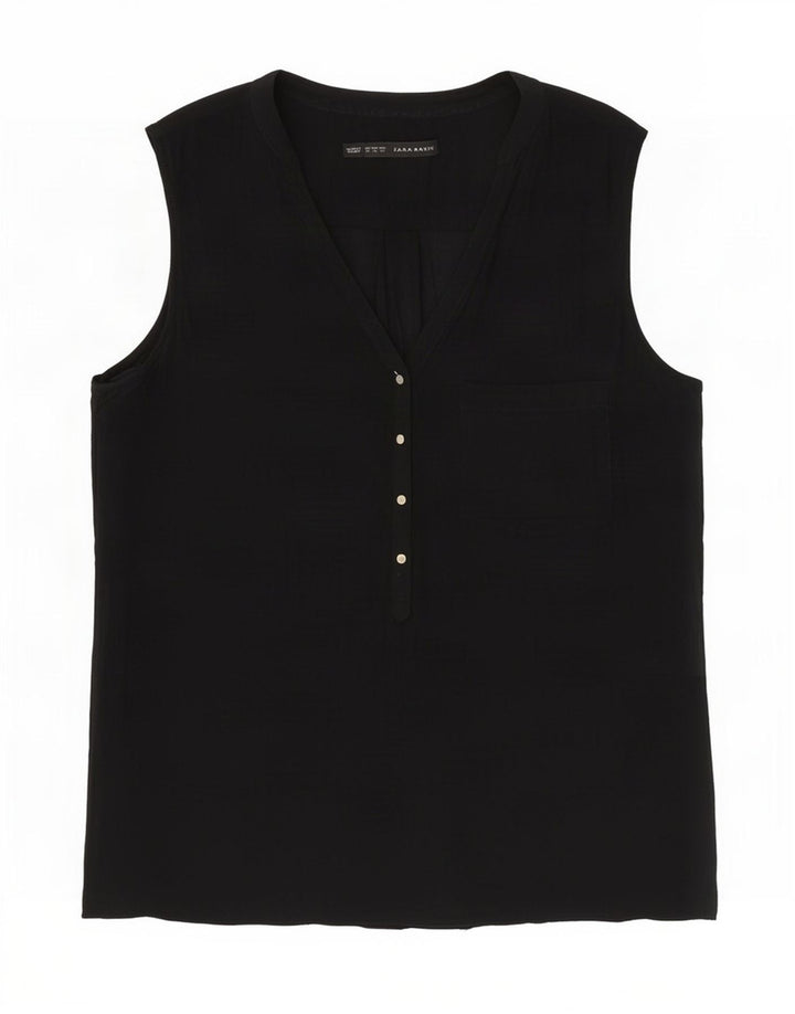 Blusa feminina sem mangas Zara Top UK 14 médio preto