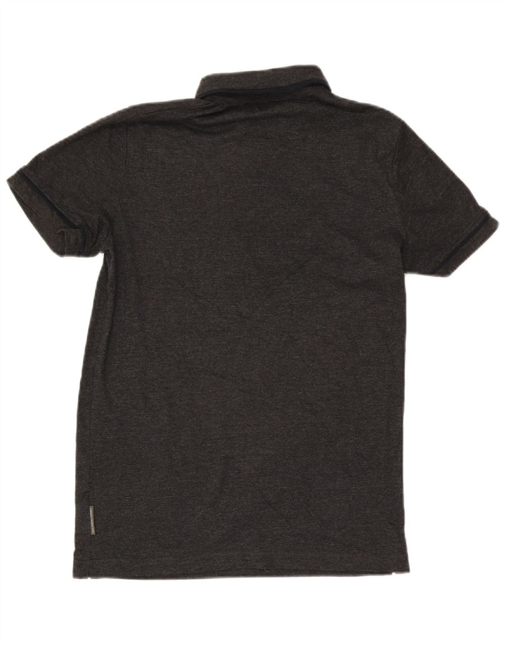 Camisa polo masculina French Connection algodão manchado cinza pequeno