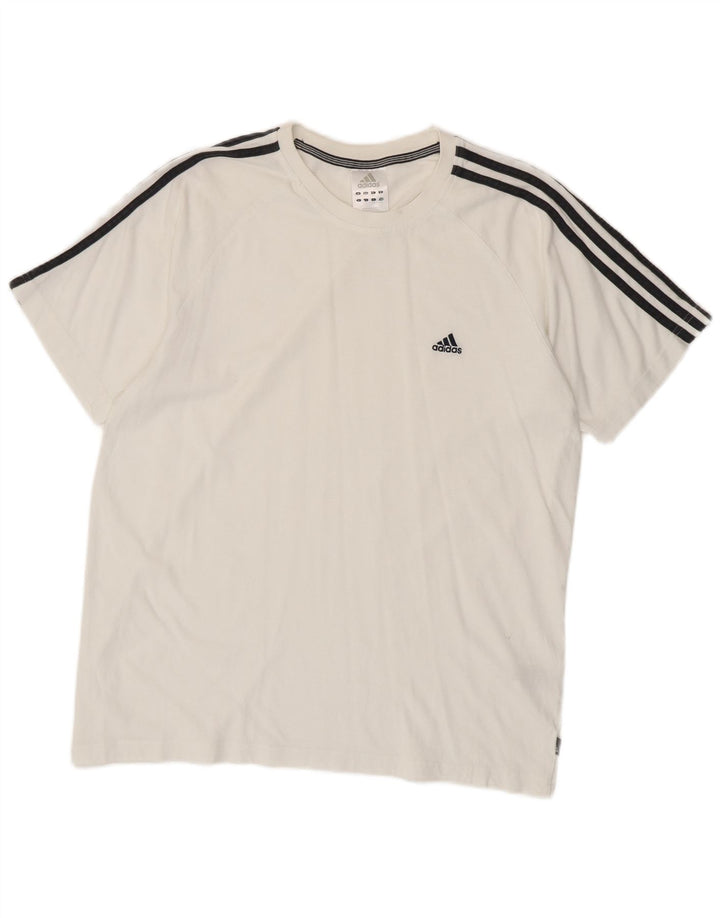 Adidas Mens Camiseta Top Grande Algodão Branco