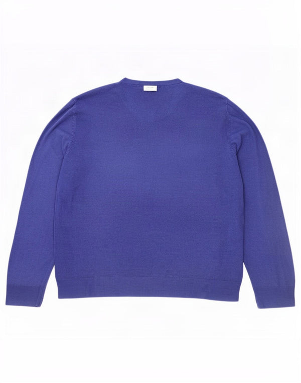 Suéter masculino Marks & Spencer com decote em V XL azul acrílico