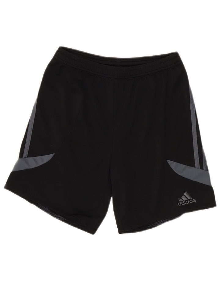 ADIDAS Boys Climalite Sport Shorts 11-12 Anos Grande Preto Colorblock