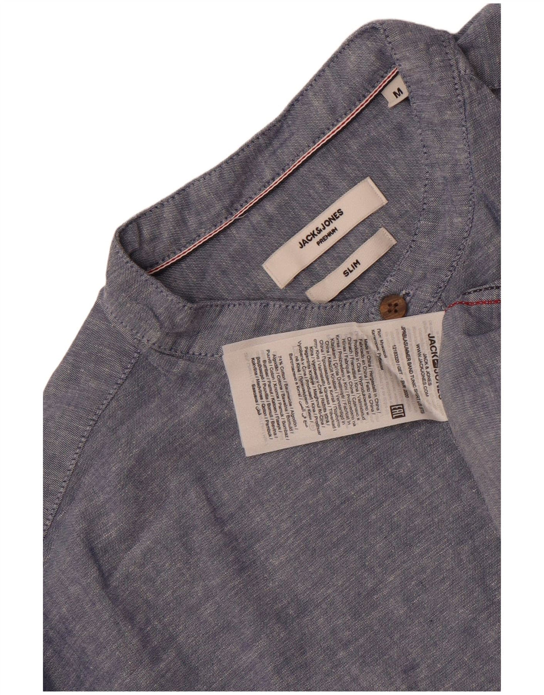 Camisa pulôver masculina Jack & Jones Slim Fit de algodão manchado azul médio