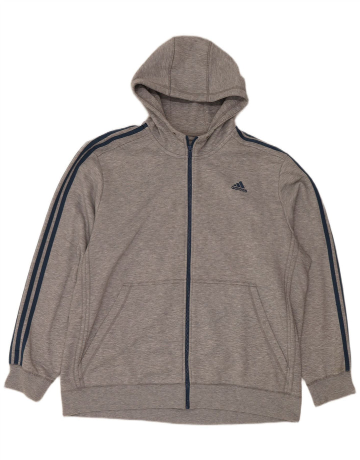 Adidas Mens Zip Hoodie Sweater 2XL Cinza Poliéster