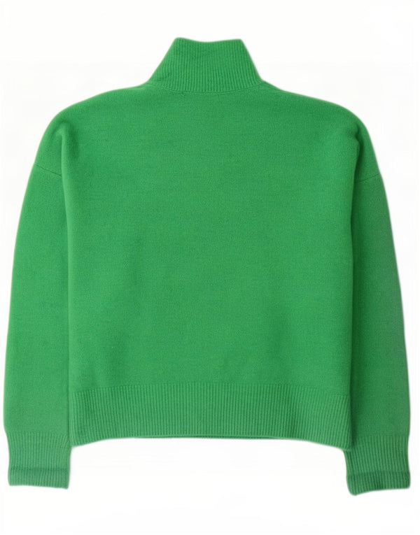 Zara Womens Oversized Turtle Neck Jumper Sweater UK 16 Large Green Acrylic