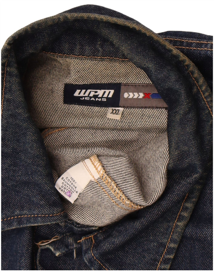 Jaqueta jeans masculina WPM UK 44 2XL algodão azul marinho