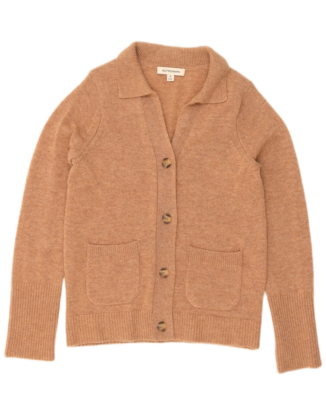 Suéter feminino Marks & Spencer Autograph Cardigan Reino Unido 10 pequeno bege