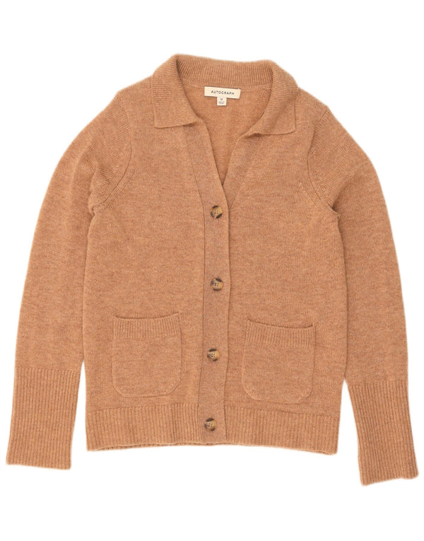 Suéter feminino Marks & Spencer Autograph Cardigan Reino Unido 10 pequeno bege