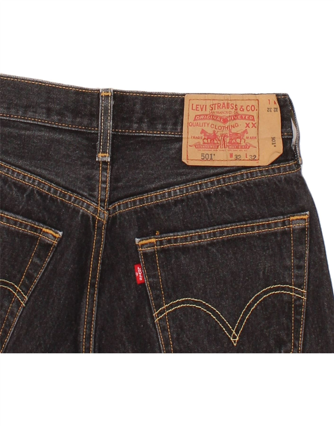 LEVI'S Masculino 501 Shorts Jeans W32 Médio Algodão Preto