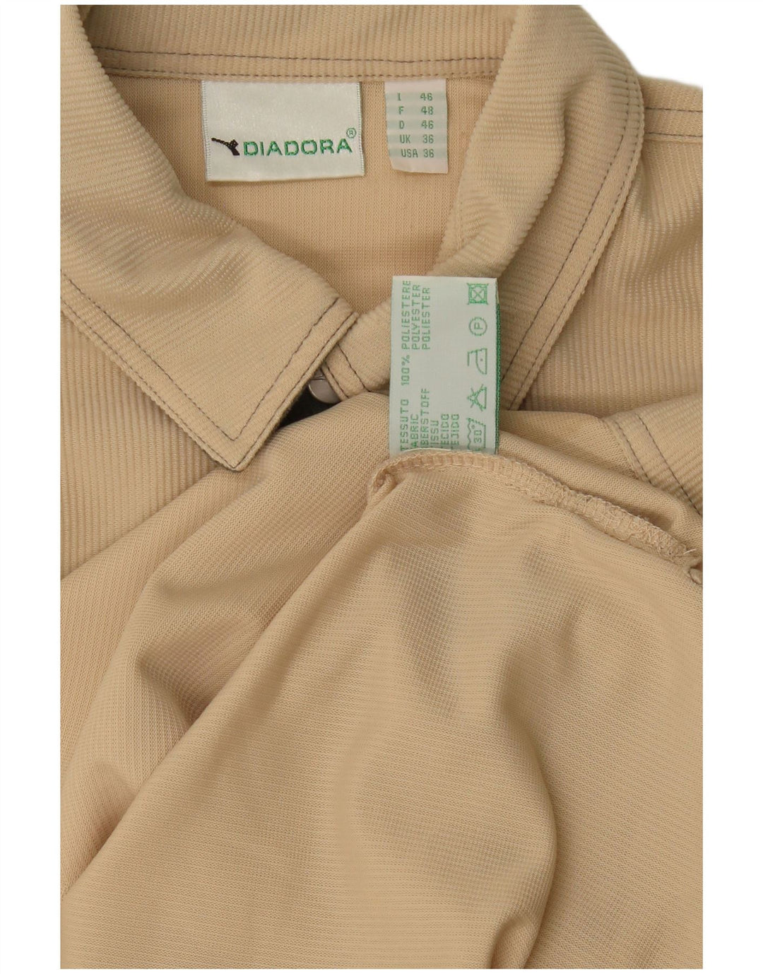 Diadora Mens Loose Fit Shirt UK 36 Pequeno Poliéster Bege