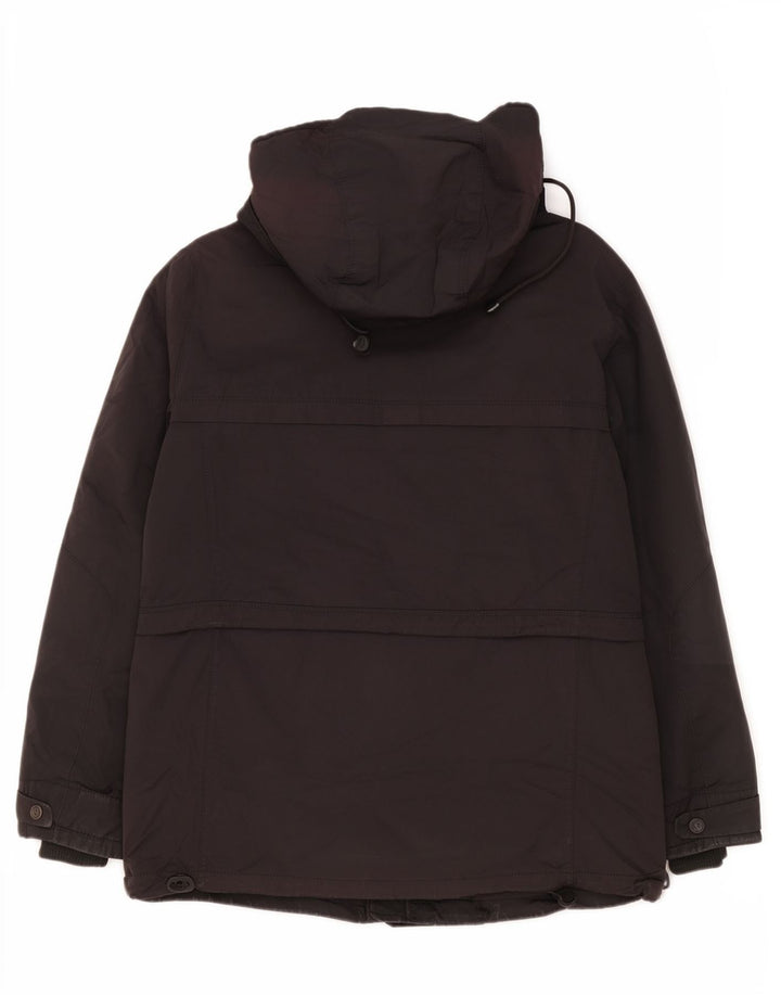 Jaqueta acolchoada com capuz masculina Zara UK 40 grande poliéster preto