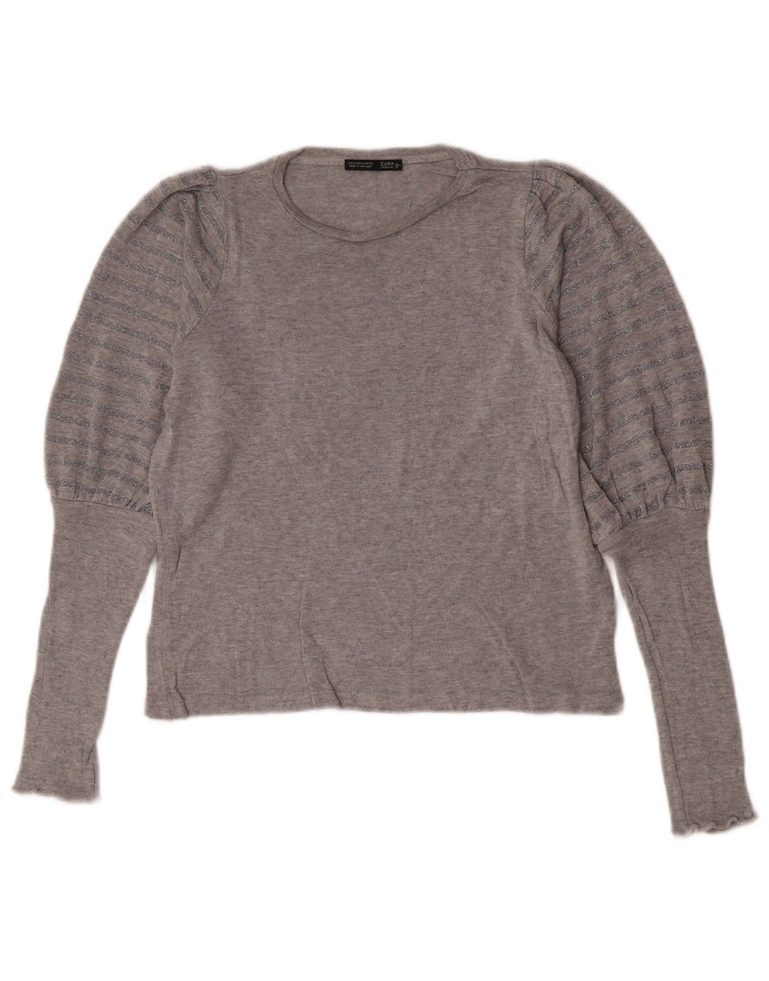 Zara Top feminino oversized manga comprida Reino Unido 10 pequeno cinza