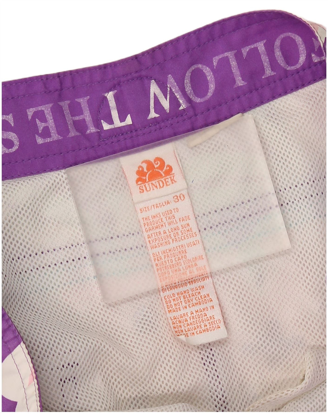 Shorts de natação feminino SUNDEK UK 14 poliéster floral roxo médio