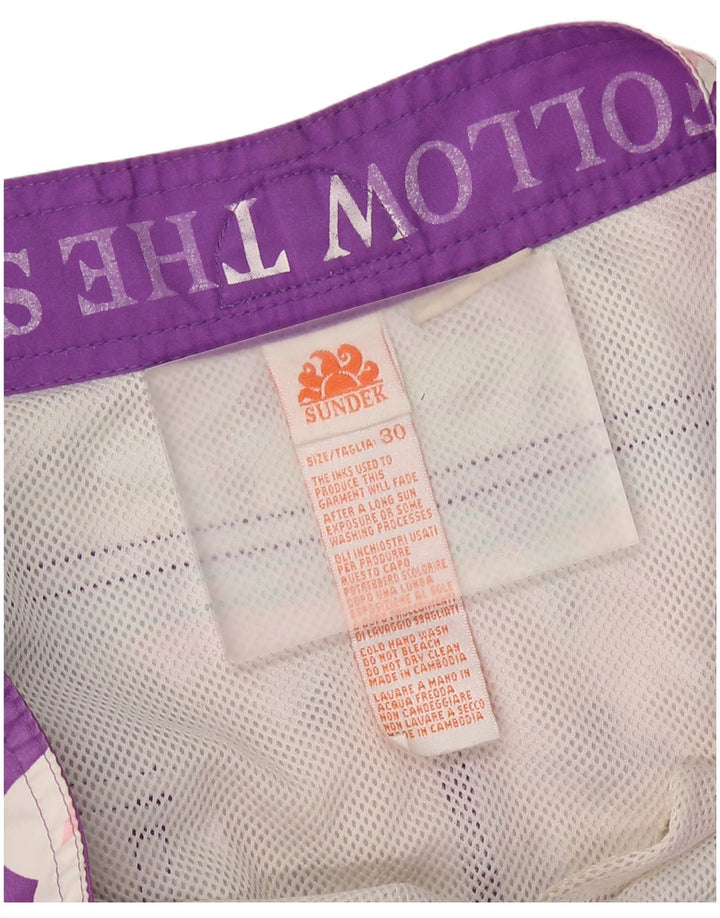 Shorts de natação feminino SUNDEK UK 14 poliéster floral roxo médio