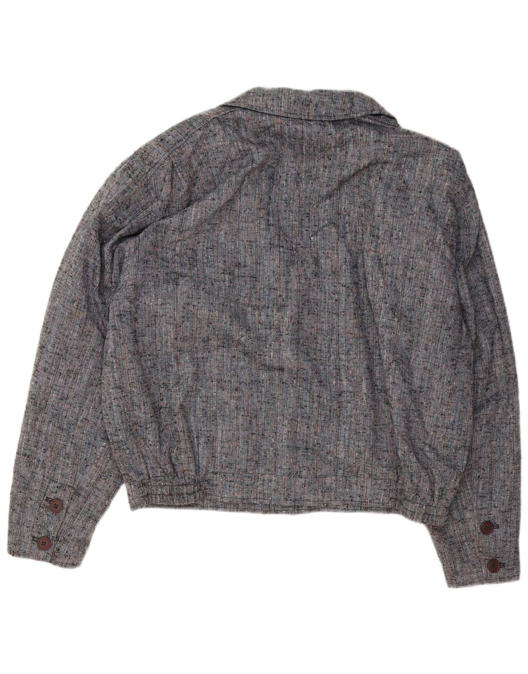 Jaqueta bomber feminina VINTAGE de grandes dimensões IT 50 XL poliéster manchado cinza